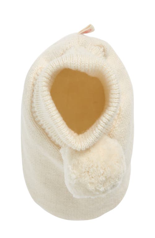 Pink Lemonade Pompom Cotton Bootie In Ivory