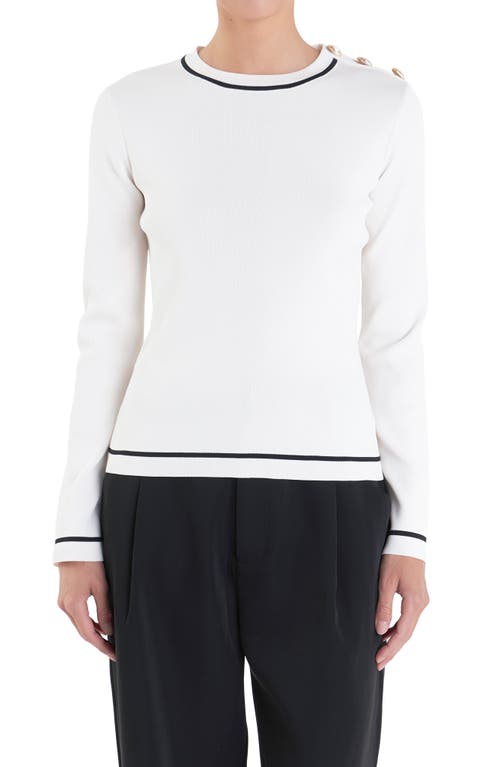 English Factory Stripe Rib Sweater In Off White/ Black