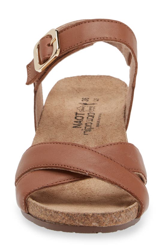 Shop Naot Throne Wedge Sandal In Caramel Leather