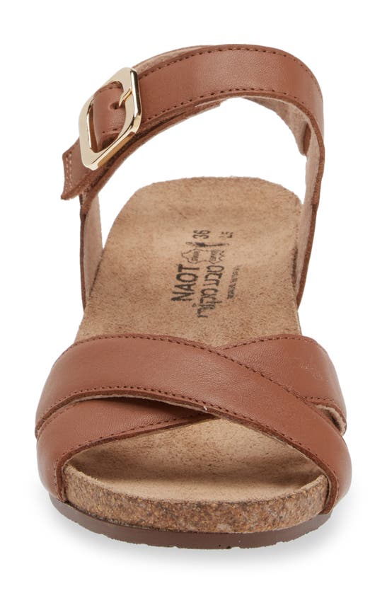 Naot Throne Wedge Sandal In Caramel Leather