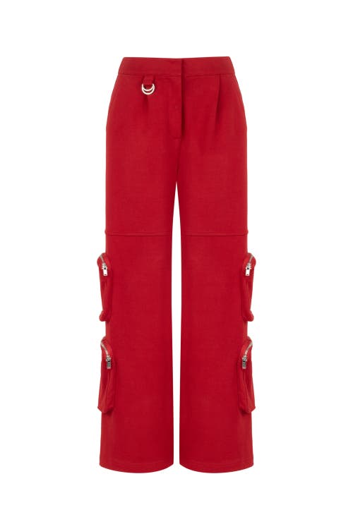 Shop Nocturne High Waist Cargo Pants In Red