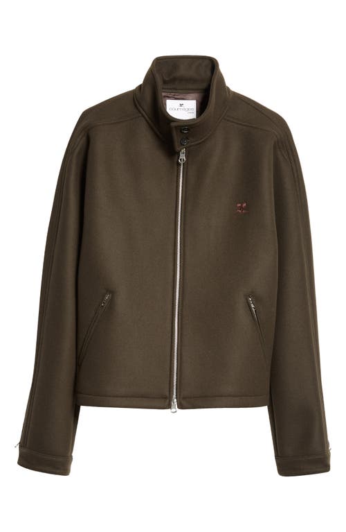 Shop Courrèges Wool Blend Bomber Jacket In Mud Brown