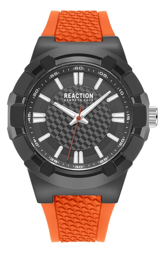 Kenneth Cole Reaction Classic Silicone Strap Watch, 46mm In Orange