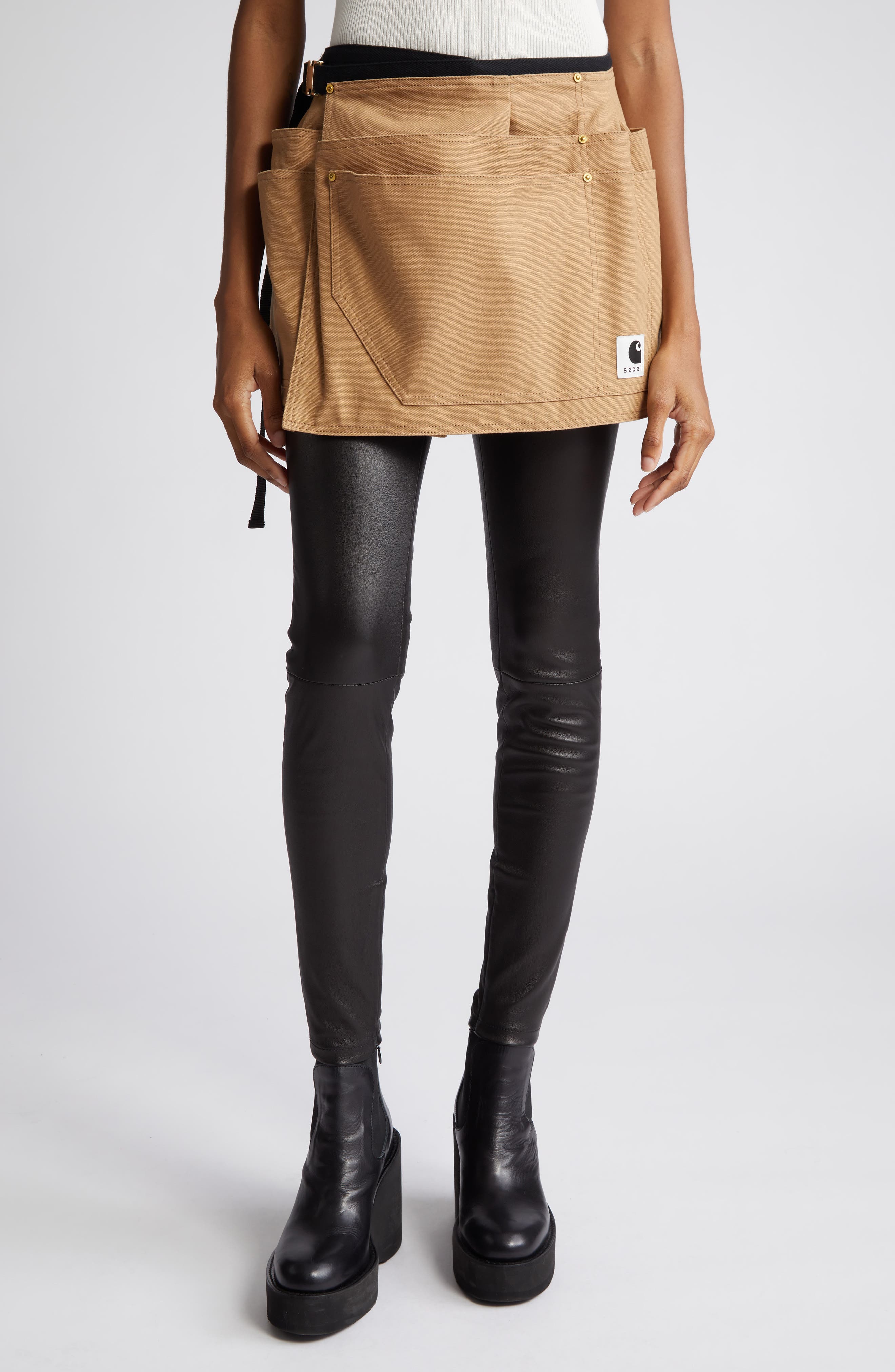 Sacai Carhartt WIP Apron Wrap Miniskirt in Beige | Smart Closet