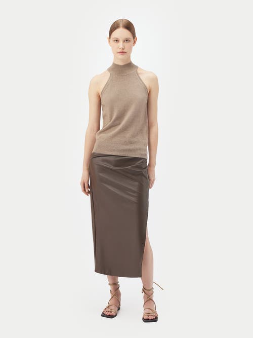 Gobi Mongolian Cashmere Organic Color Cashmere Turtleneck Top In Taupe