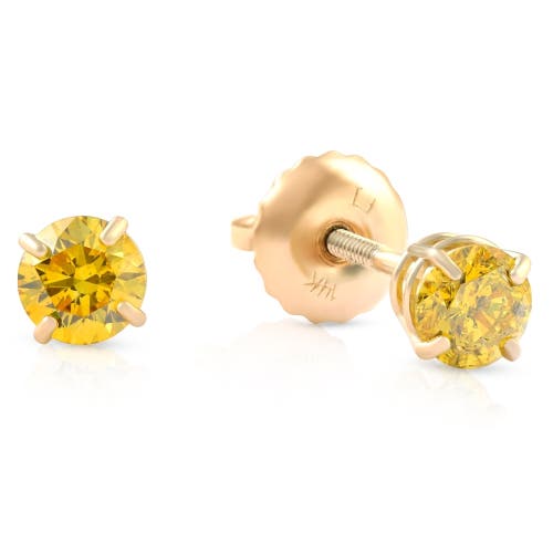 Bliss Diamond 1/2ct Fancy Diamond Studs 14k Gold Screw Back Lab Grown Earrings In 14k Yellow Gold