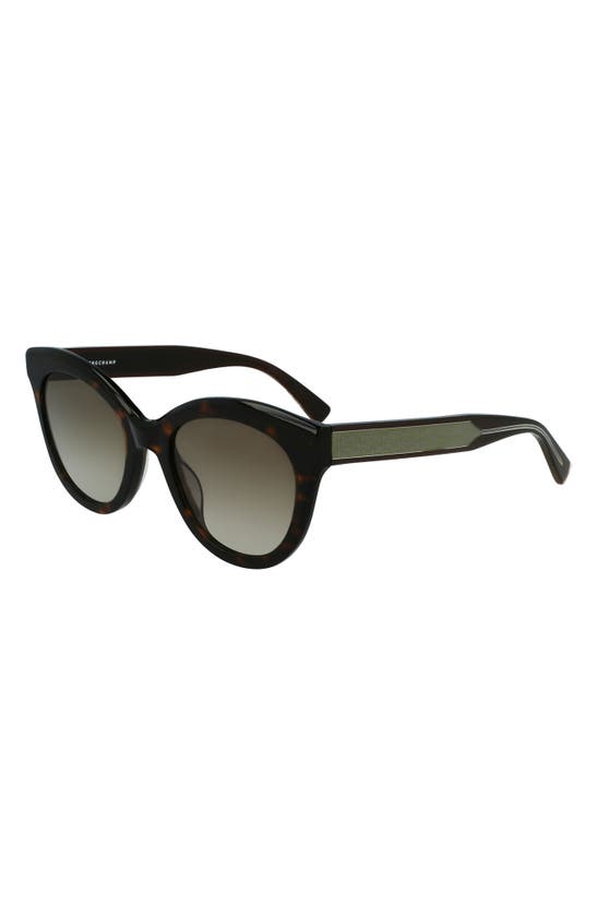 Shop Longchamp Lgp Monogram 54mm Cat Eye Sunglasses In Tortoise