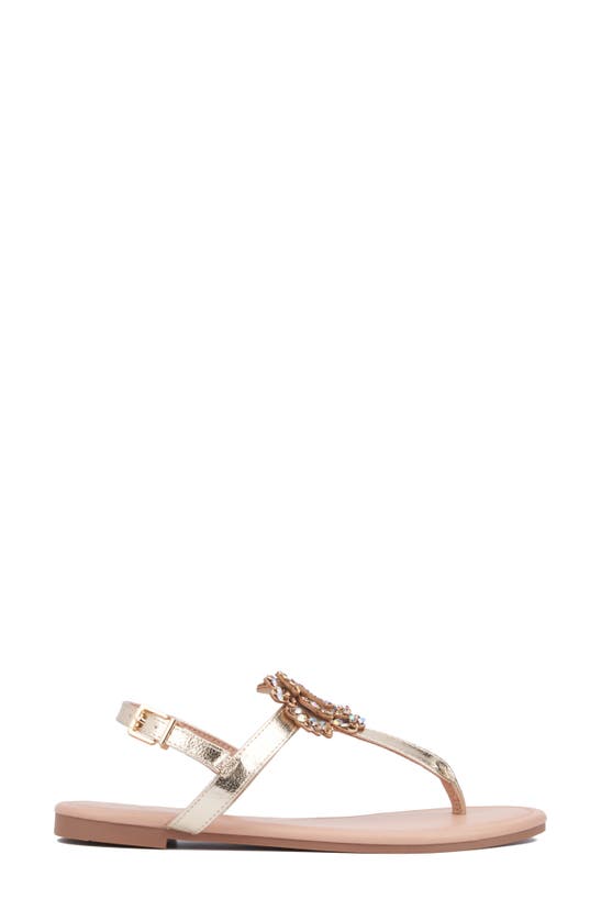 Shop New York And Company Ailis Thing Toe Sandal In Gold