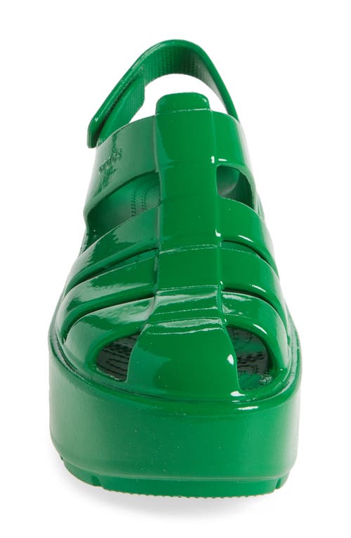 Shop Crocs Stompy High Shine Water Resistant Platform Fisherman Sandal In Green Ivy