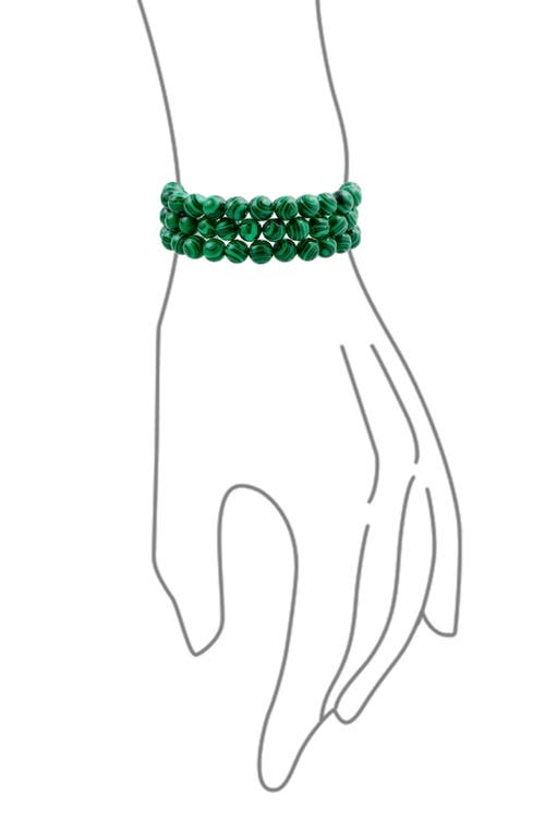 Bling Jewelry Set Of 3 Semiprecious Stone Beaded Stretch Bracelets In Malachite