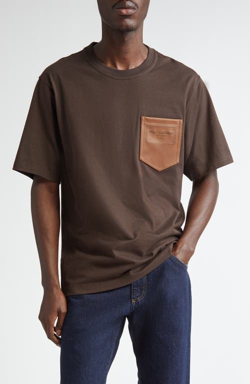 Dolce & Gabbana Leather Pocket Cotton T-Shirt M3977 Marrone at Nordstrom, Us
