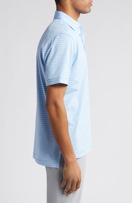 Shop Peter Millar Drum Stripe Performance Jersey Polo In Cottage Blue