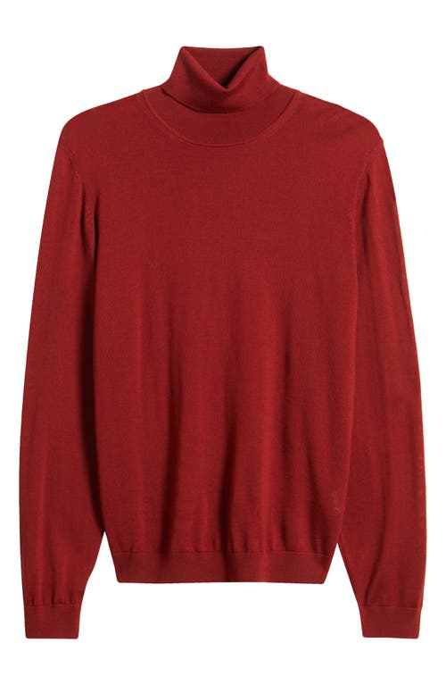 Shop Hugo Boss Boss Musso Virgin Wool Turtleneck Sweater In Medium Red