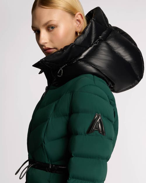 Alpenhaus Everlong Lightweight Herringbone Quilted Puffer With Lustre Detailing In Forest Green