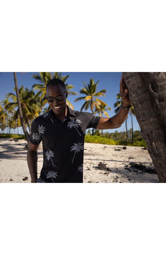 Shop Travismathew Mesic Palm Tree Polo In Black