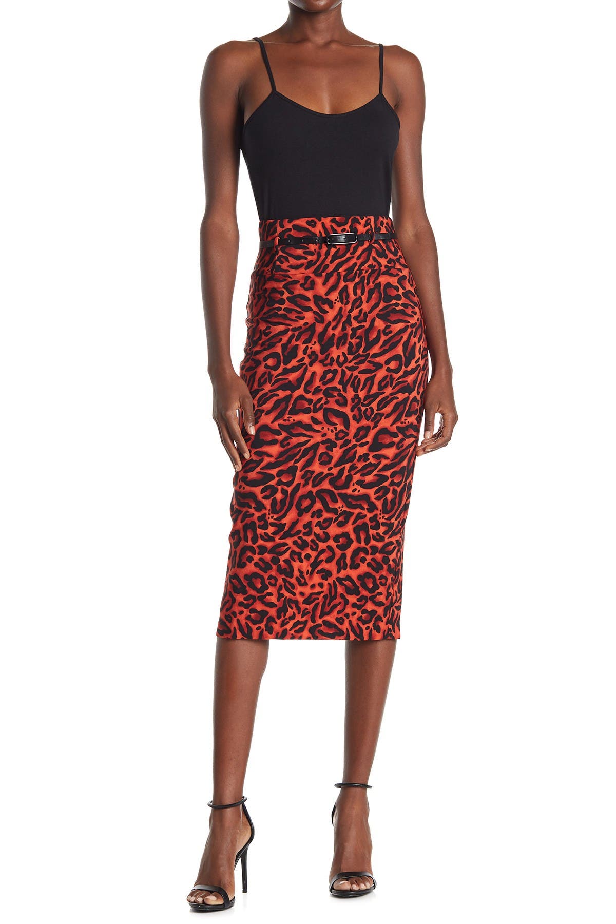 red leopard print pencil skirt