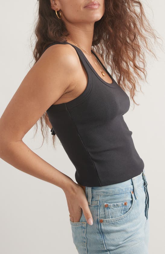 Shop Marine Layer Lexi Ribbed Tank In Faded Black