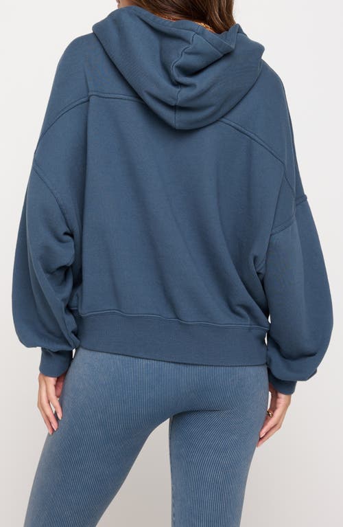 Shop Spiritual Gangster Ibby Oversize Cotton & Modal Zip-up Hoodie In Orion Blue