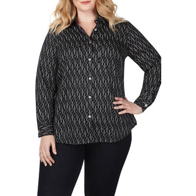 Plus Size Foxcroft Ellie Wine Not Shirt, Black