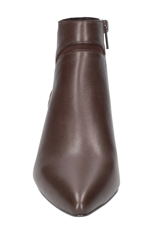 Shop Bella Vita Faraday Pointed Toe Kitten Heel Bootie In Brown Leather