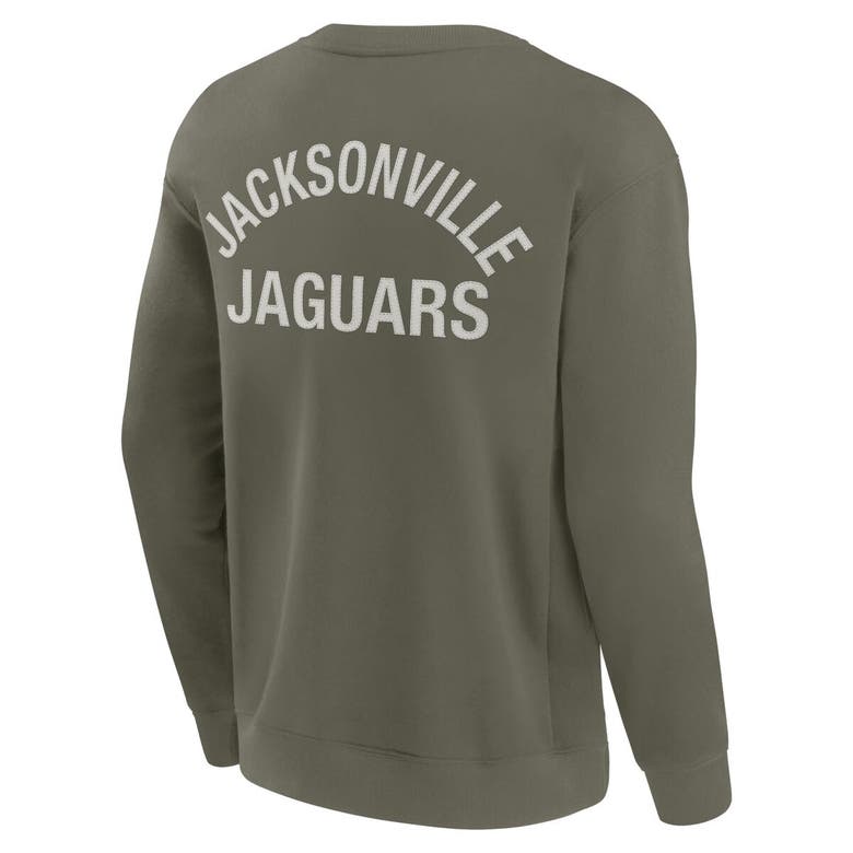 Shop Fanatics Signature Unisex  Olive Jacksonville Jaguars Super Soft Pullover Crew Sweatshirt