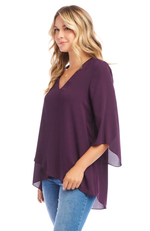 Shop Karen Kane Asymmetrical Crepe Top In Eggplant