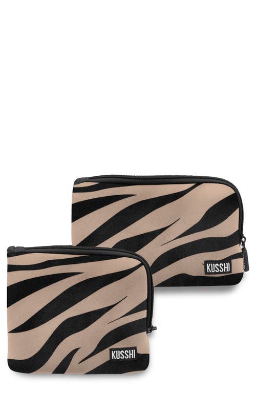 KUSSHI On the Go Pouch Set in Zebra Beige at Nordstrom