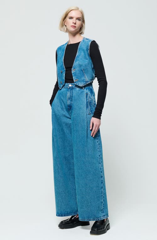 Shop Etica Ética Elea Denim Crop Waistcoat In Everglades