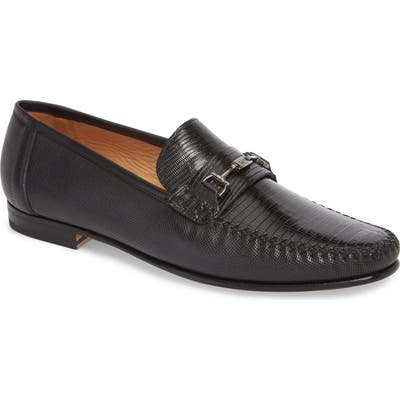 Mezlan Sileno Lizard Loafer, Black