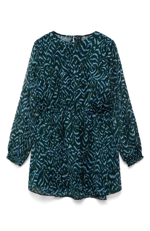 MANGO MANGO ABSTRACT PRINT LONG SLEEVE CHIFFON MINIDRESS