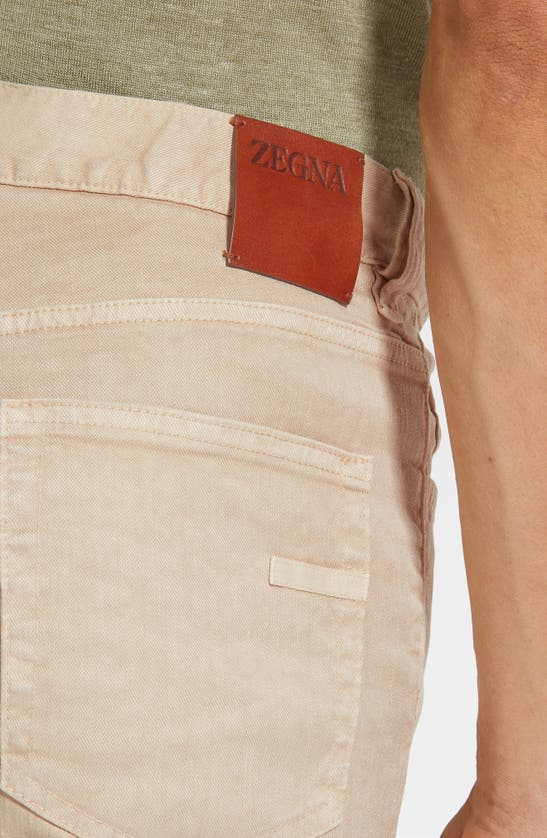 Shop Zegna Roccia Linen & Cotton Stretch Twill Slim Fit Jeans In Iuta Beige