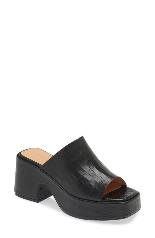 Chocolat Blu Helia Platform Sandal In Black Crocodile