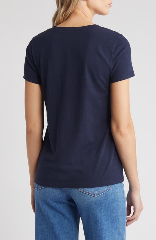 Shop Caslonr Caslon(r) Stretch Cotton Blend V-neck T-shirt In Navy Blazer