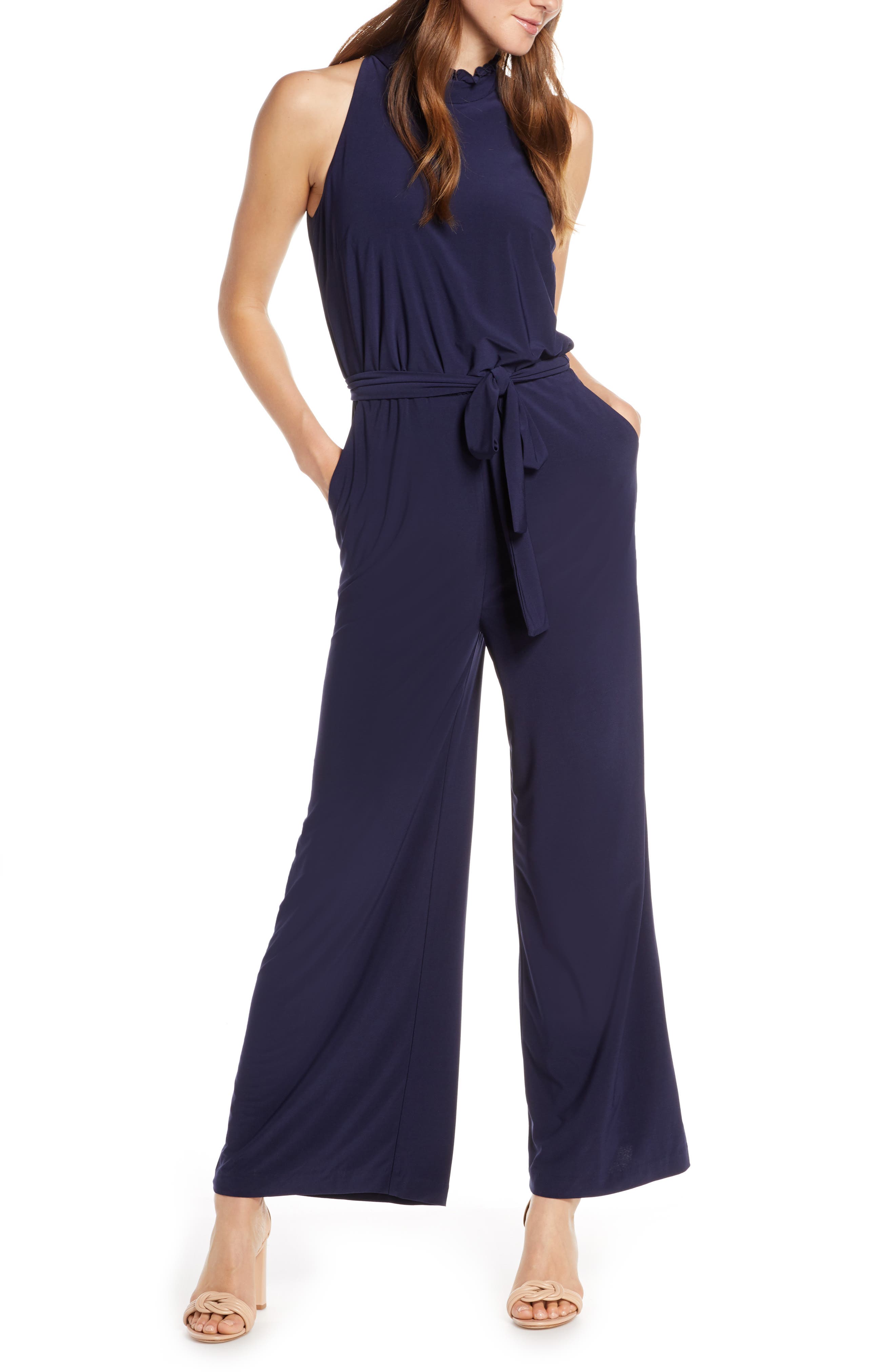 vince camuto ruffle jumpsuit