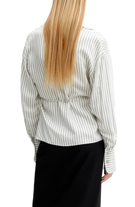 Shop Mango Camisa Rayu Stripe Tunic Shirt In Ecru