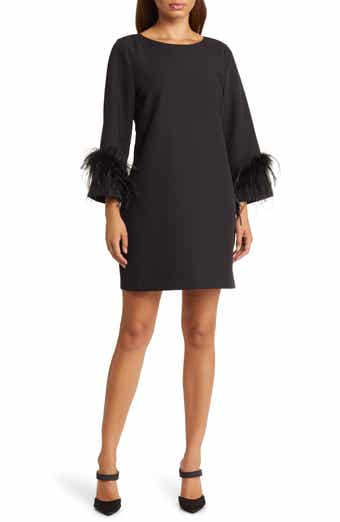 Tahari feather sales trim sheath dress