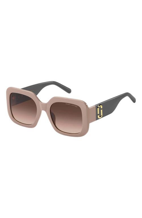 Marc Jacobs 53mm Gradient Polarized Square Sunglasses In Beige Grey/brown Gradient