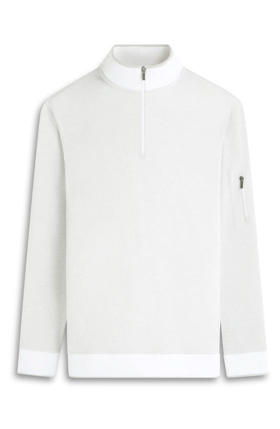 Bugatchi Men's Mixed Nylon Knit Quarter-zip Sweater In White