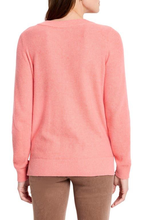 Shop Nic + Zoe Nic+zoe Waffle Stitch V-neck Sweater In Cosmopolitan