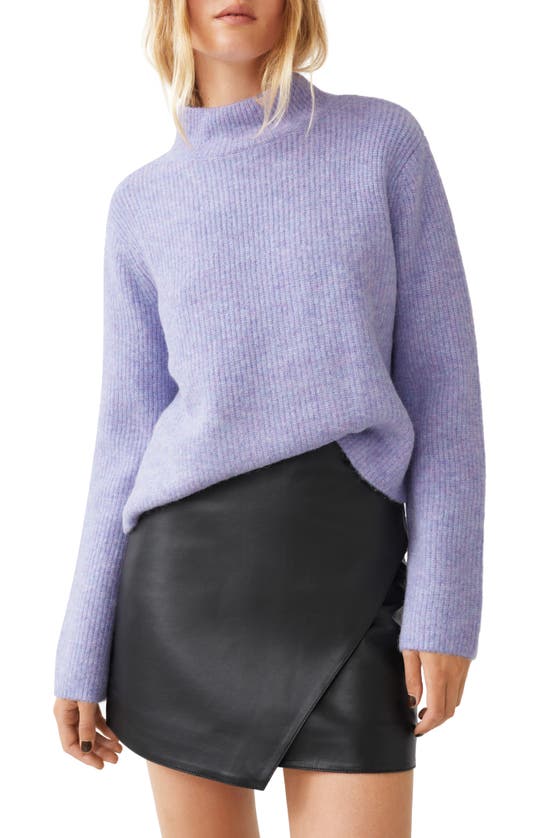& Other Stories Boxy Mock Neck Rib Sweater In Lilac Melange