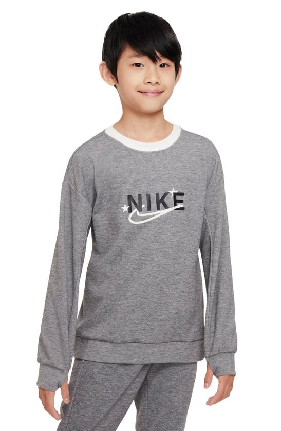 Nike Dri-fit Performance Select Big Kids' (boys') Crew-neck Training Sweatshirt In Grey
