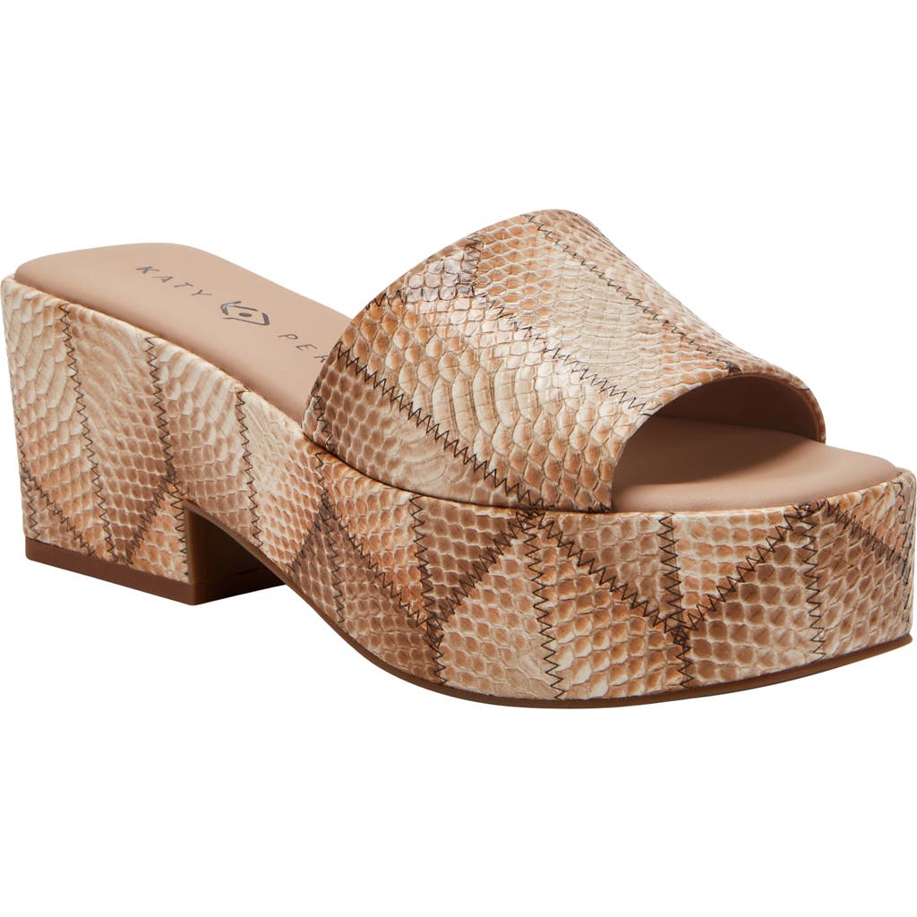 Katy Perry The Busy Bee Platform Slide Sandal In Tan Multi