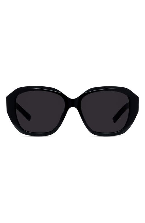 Givenchy GV Day 55mm Round Sunglasses in Shiny Black /Smoke at Nordstrom