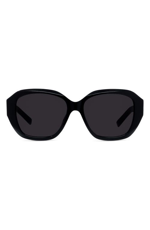 Shop Givenchy Gv Day 55mm Round Sunglasses In Shiny Black/smoke