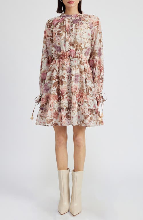 Shop En Saison Amoret Floral Long Sleeve Minidress In Lavender Multi