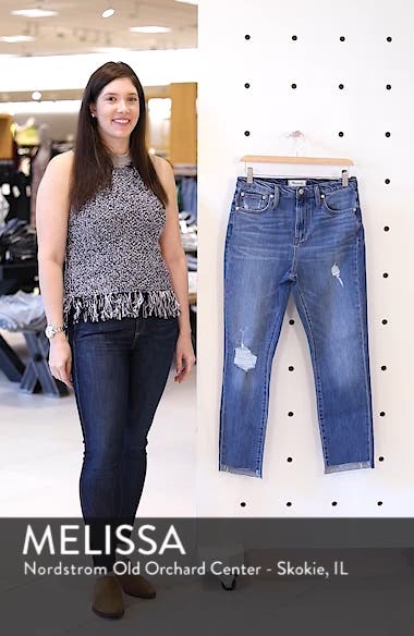 the high waist step hem slim boy jeans