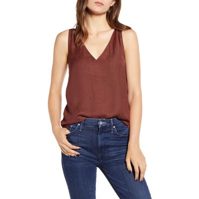 Chelsea28 Cross Back Jacquard Camisole, Burgundy