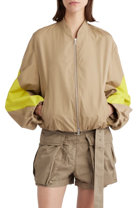 Shop Dries Van Noten Colorblock Cotton Windbreaker Jacket In Beige