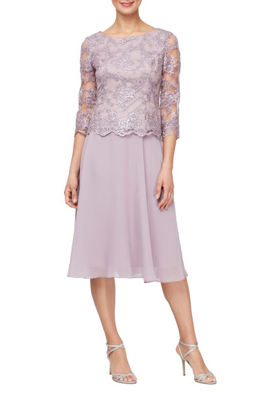 Faux Two-Piece Cocktail Dress in Wisteria