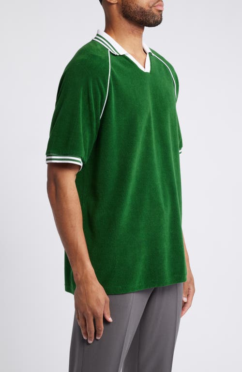 Shop Bogey Boys The Icons Terry Cloth Polo In Eden Green